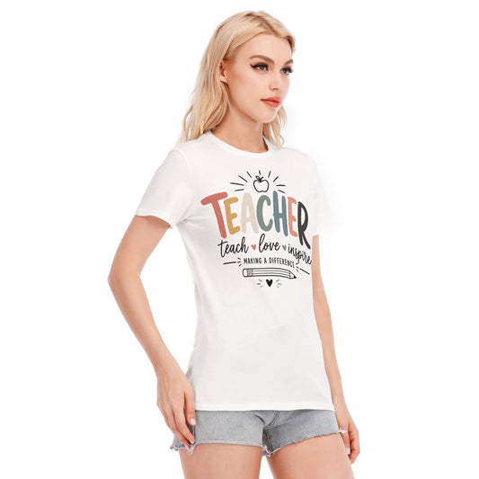 All-Over Print Women's Round Neck T-Shirt | 190GSM Cotton