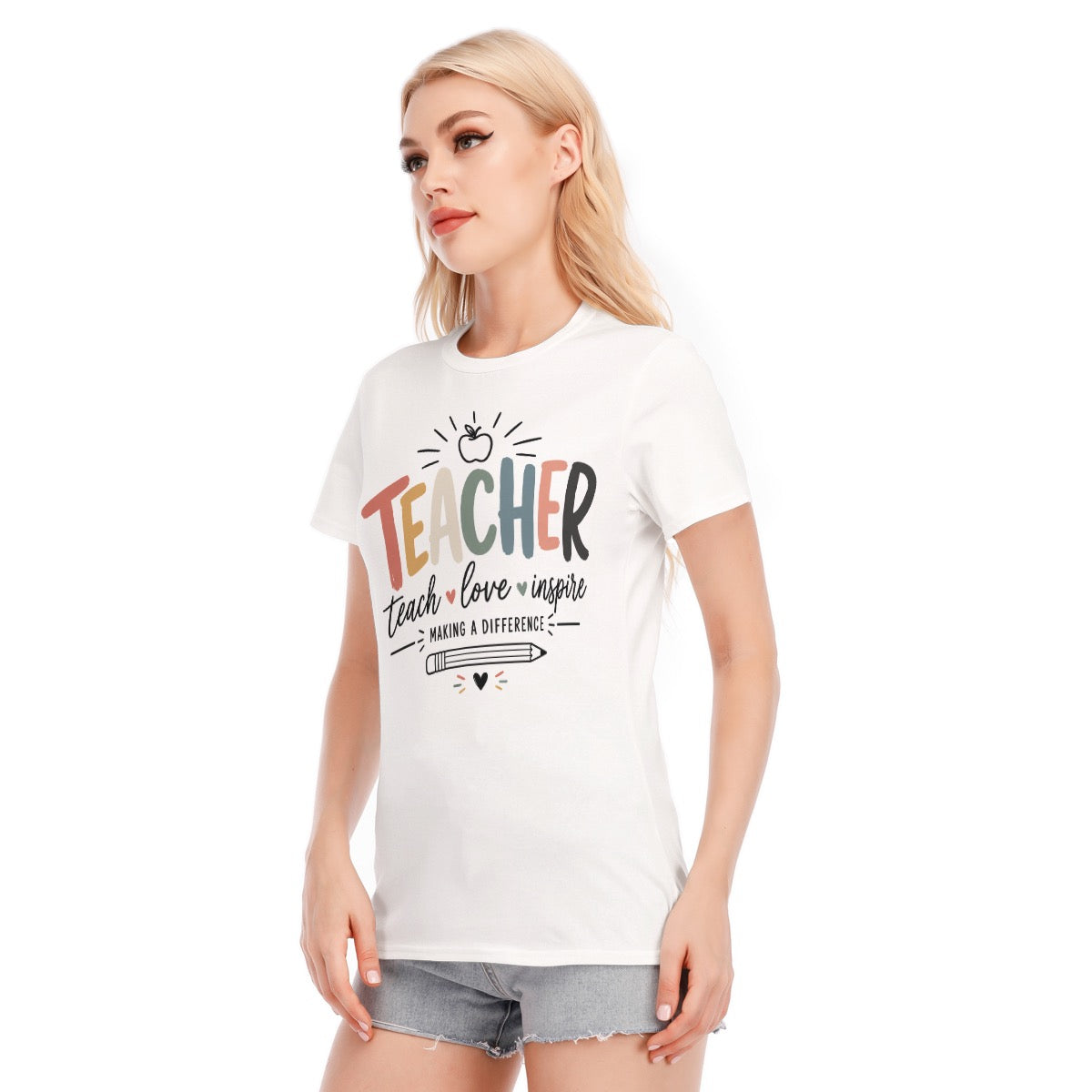 All-Over Print Women's Round Neck T-Shirt | 190GSM Cotton