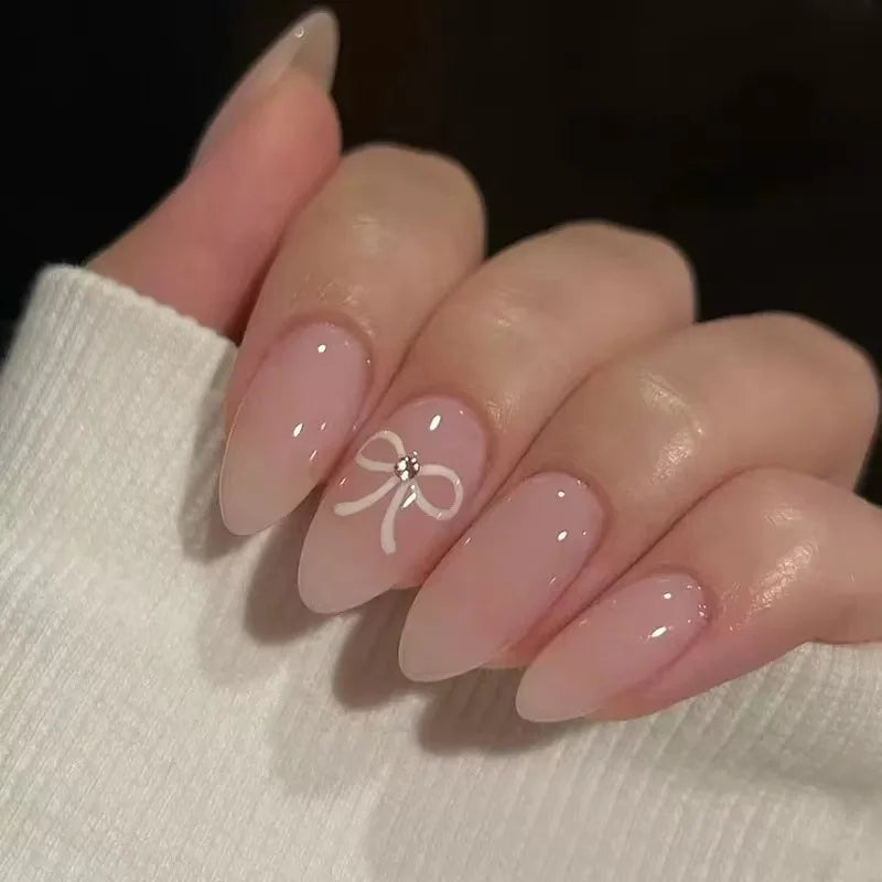 Z860 Private Label High End Extra Short Transparent Tapered French Tip Press on Nails With Special Place